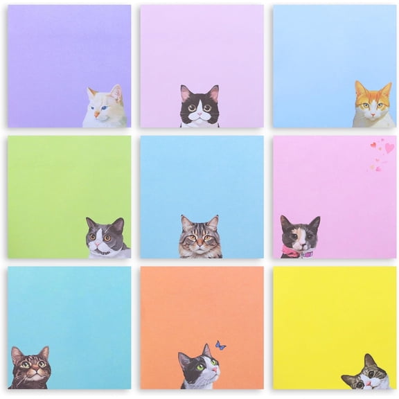 Clearance! 9Pcs Cute Cat Sticky Notes Note Pads Memo Pads