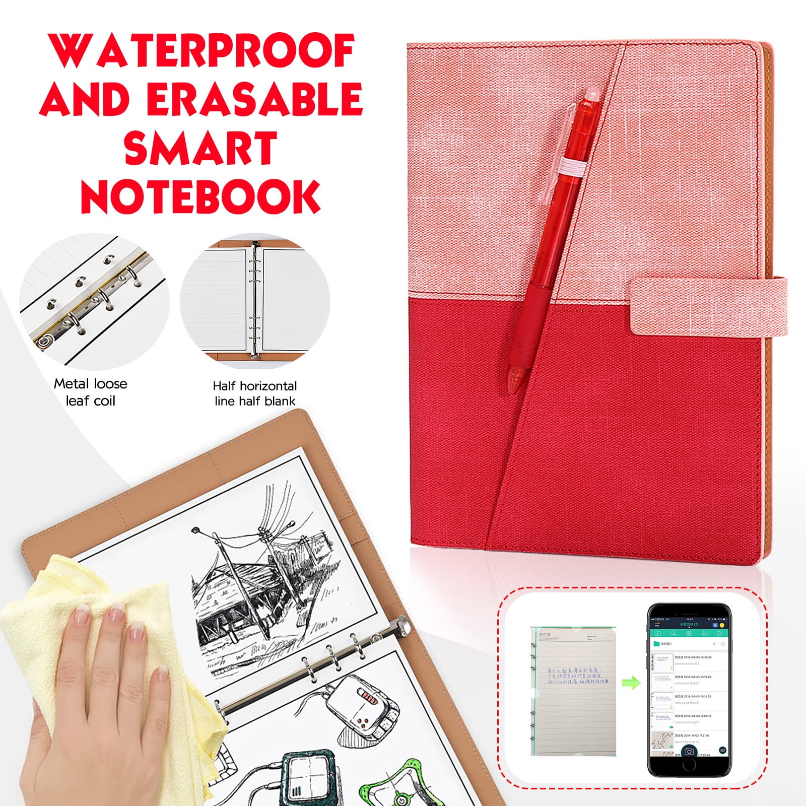 Smartnotebook Clean Up A5 Waterproof Erasable Smart Notebook Repeat Writing App Smart Record ...