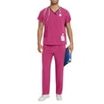 thumbnail image 1 of Clearance! Abomasnow Mens Scrub Set — Stretch V-Neck Scrub Tops & Elastic Waistband Pants, Nurse Workwear with 10 Pockets, Unwrinkled Scrubs for Men, 1 of 9