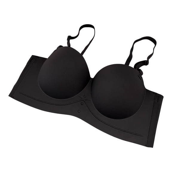 Adjustable Strap Push Up Bra Smoothing Padded T Shirt Bra Comfort Bralette High Support Posture Bra (M, Black)