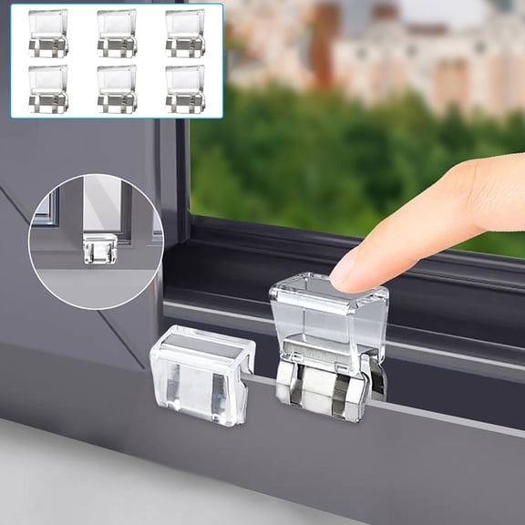 Clearance Adjustable Window Locks 6 Pcs, Sliding Door Security Locks for Doors Windows, Window Locks for Sliding Doors, Easy to Use, Easy to Install, Anti Cat Jump Window