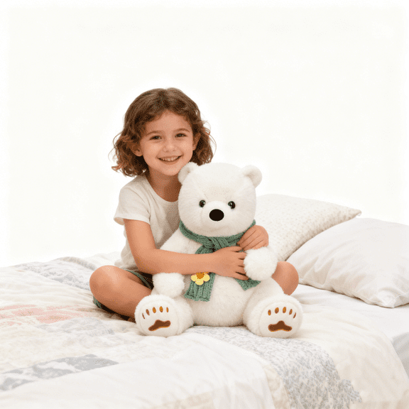 Clearance! Adorable Plush Stuffed Animal Figure - White Polar Bear Plushies for Kids, Great Winter Holiday Gift, Soft Stuffed Animals for Girls and Boys, Cloudy Hug Toy