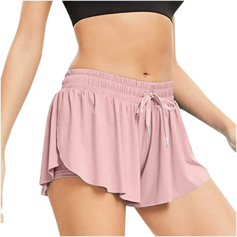 Clearance All!Samickarr Workout Athletic Shorts For Womens 2 In 1 Double  Layer Flowy Hem Running Shorts Biker Shorts Quick-Dry Drawstring High  Waisted Gym Yoga Tennis Shorts Butterfly Skirts 