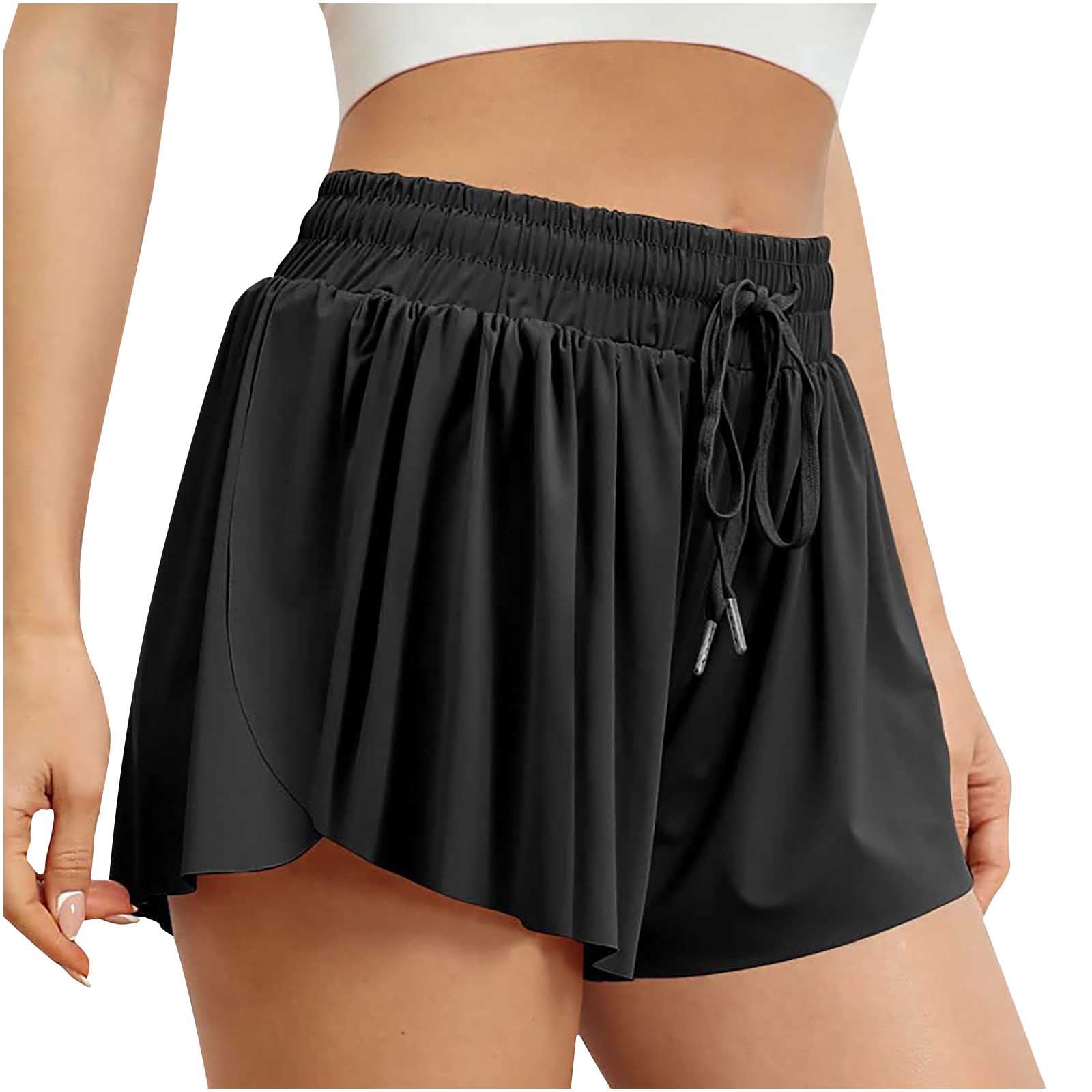 Clearance All!Samickarr Workout Athletic Shorts For Womens 2 In 1 Double  Layer Flowy Hem Running Shorts Biker Shorts Quick-Dry Drawstring High  Waisted Gym Yoga Tennis Shorts Butterfly Skirts 