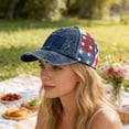thumbnail image 1 of Clearance! Americans Flag Baseball Cap Embroidered Distressed Ponytail Hat Mesh Back Adjustable Summer Patriotic Accessory for 4th Of July Memorial Day Beach Hiking Gardening Patio Entryway Decor, 1 of 6