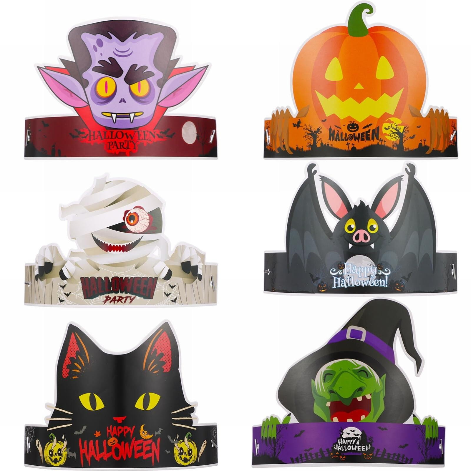 Clearance! Aminojy Halloween Hat 6Pcs Halloween Party Hats Funny Paper
