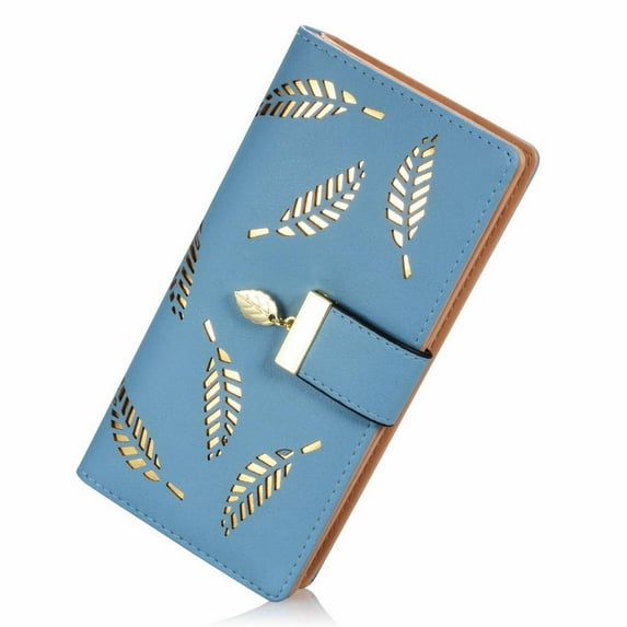 Clearance! Aminojy Women'S Wallet Women Credit Card Holder Hollow Leaf Pattern Bifold Leather Lady Long Wallet Purse Zip Birthday Xmas Gifts For Women Girls My Orders