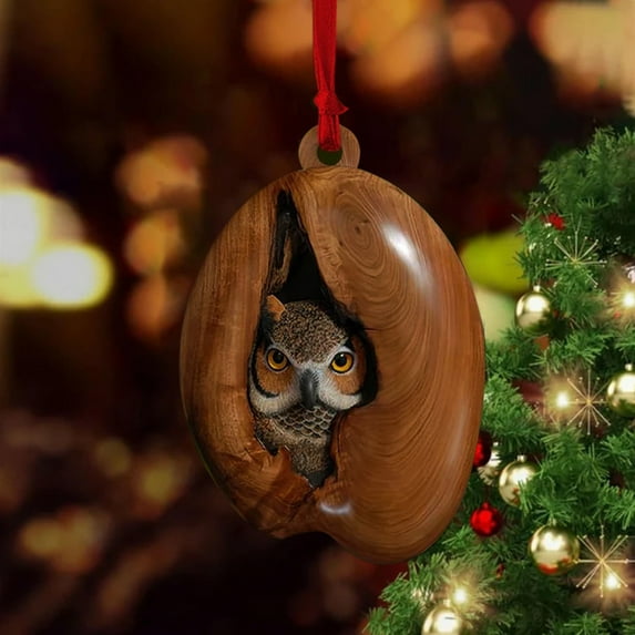 Clearance! Animal Christmas Decorations Cute Owl And Raccoon Christmas Decorations 8 Unique Animal Christmas Decorations Christmas Tree Decorations Animal Lovers 4.7*3.1*0.4 in F