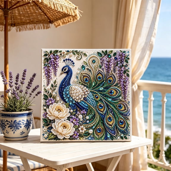 Clearance! Animal Pearl Art DIY Craft Kit 5D Diamond Painting for Adults Beginner, Handmade Pearl Beads Diamond Dots Painting Gem Sparkling Horse Home Wall Decoration (Peacock)