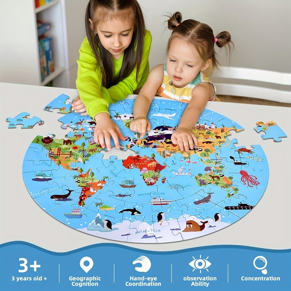 Clearance! Animals Puzzle World Educational Toys Geography Jigsaw, Learning & Education Toys Animal Recognition