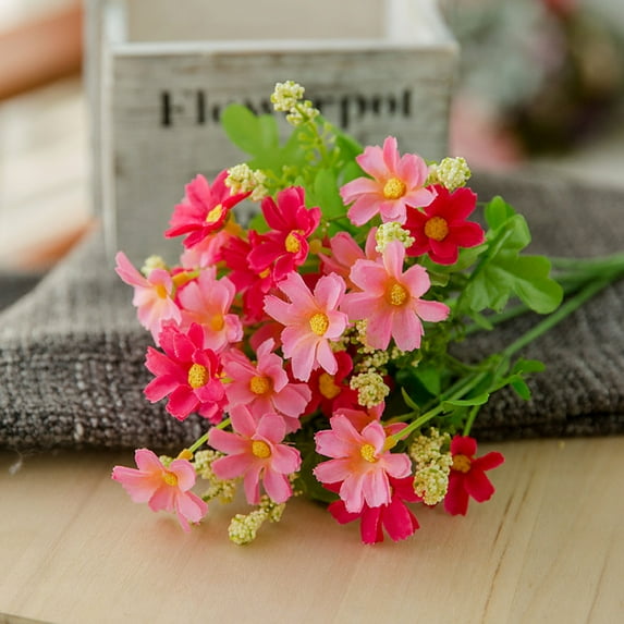 Antqov Artificial Flowers Silk Flower Spring Summer Fake Flowers Plastic Faux Header Flowers Arrangements for Home Garden Wedding Decor Gifts for Mom