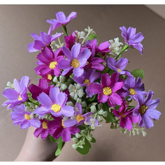 Antqov Artificial Flowers Silk Flower Spring Summer Fake Flowers Plastic Faux Header Flowers Arrangements for Home Garden Wedding Decor Gifts for Mom
