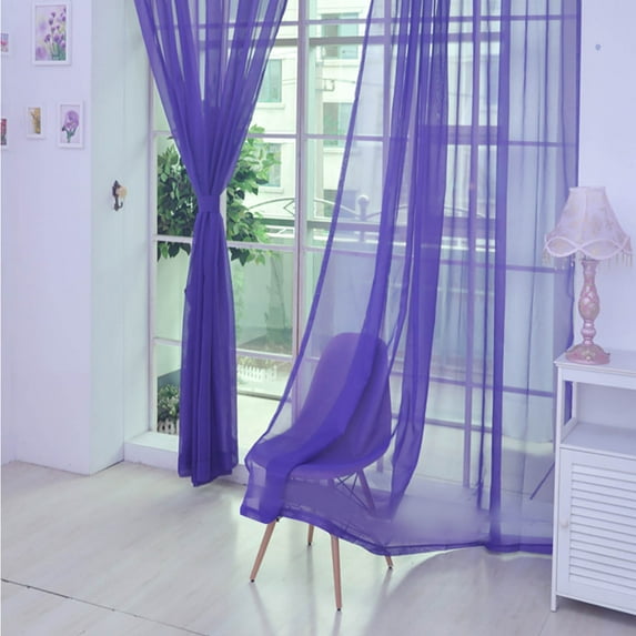 Antqov Colorful Sheer Curtains, Elegant Bright Gauze Curtains Sheer Window Curtains Long Sheer Curtains Decor for Kitchen Bedroom Doorway