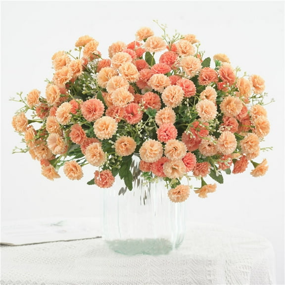 Antqov Fake Flowers Silk Hydrangea 20 Heads Artificial Carnations Flowers Heads with Stems for Home Wedding Decor Gifts for Mom