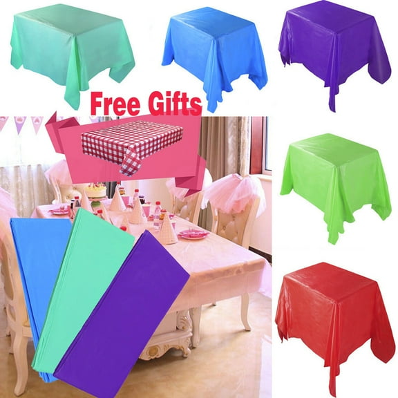 Antqov Plastic Table Cloth, Large Disposable Table Cloth Rectangle Table, Tablecloth Leakproof Decorative Table Cover for Outdoor Party, Wedding Decor