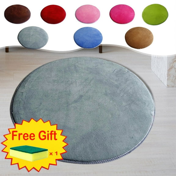 Antqov Washable Round Area Rugs Small Non Slip Entryway Rug, Distressed Velvet Door Mat Soft Floor Carpet for Bedroom Living Room Kitchen Office Decor