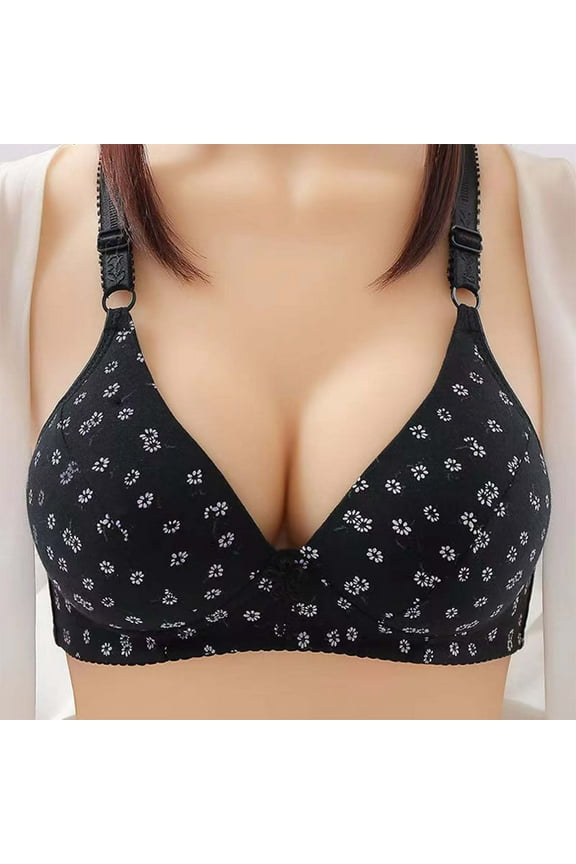 Push Up Bras for Women Plus Size Printing Wirefree Everyday Bralette Underwear, 36C-42C