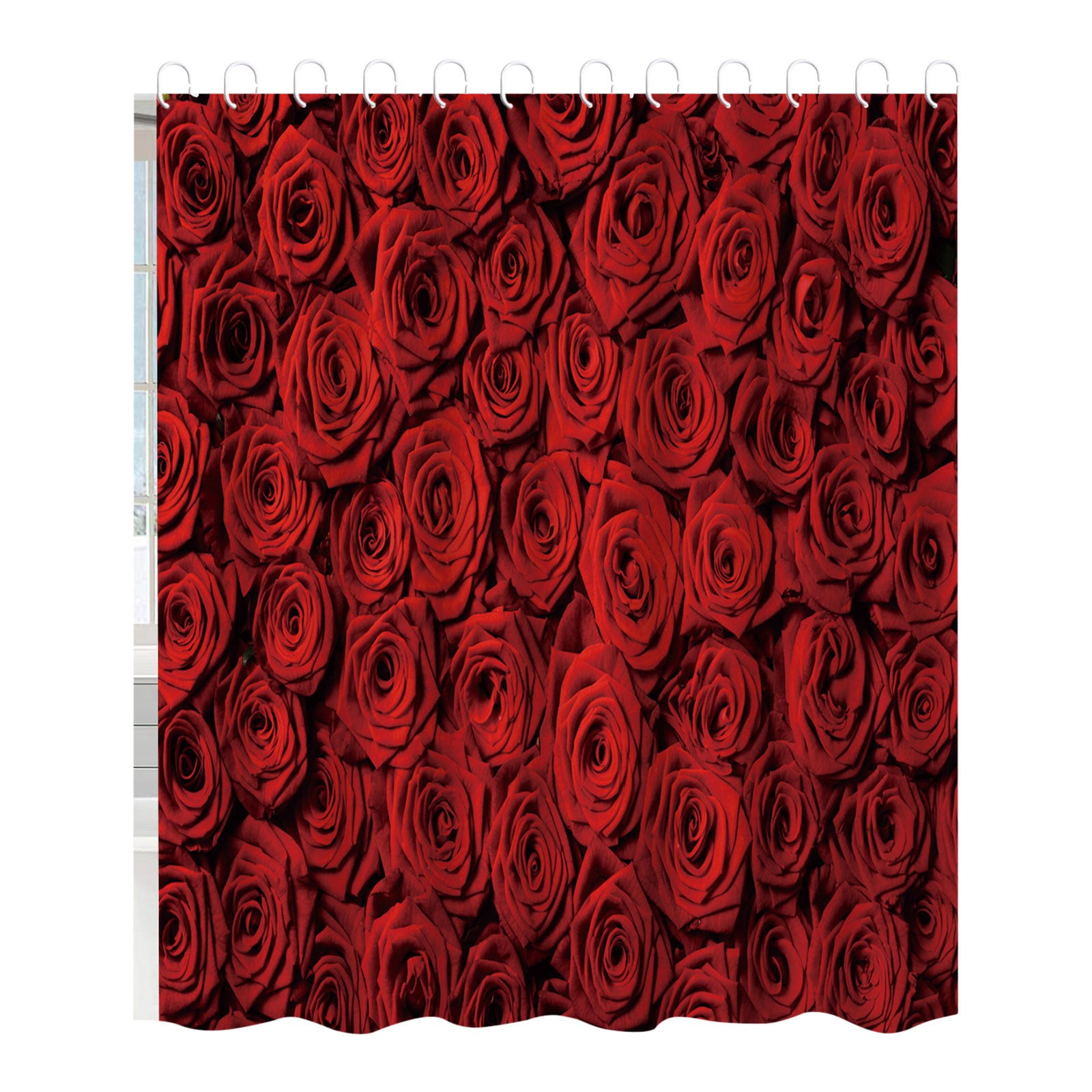 ABONAN Valentine's Day Shower Curtain Set - Cute Cat & Hearts Design With Bath Mat, Waterproof Decor