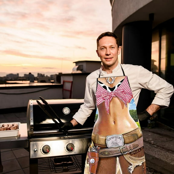 Clearance Apron Sleeve under $5,Funny Personality Creative Apron Muscle Men's Apron Bikini Series Cartoon Couple Apron Polyester Apron