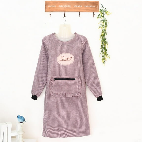 Clearance Apron Sleeve under $6 Women Long Sleeve Aprons Oil Proof Cotton Home Kitchen Cooking Clean Apron Pocket