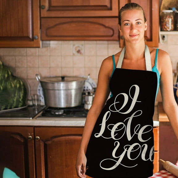 Clearance Aprons for Cooking, Cute Linen Adult Apron with Lovely Print for Family Kitchen, Easy Care and Multi-Purpose Use