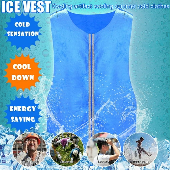 Clearance Artifact Temperature Vest Summer Zipper Summer Cool Ice Unisex High Kitchen，Dining & Bar for Home & Kitchen Bule