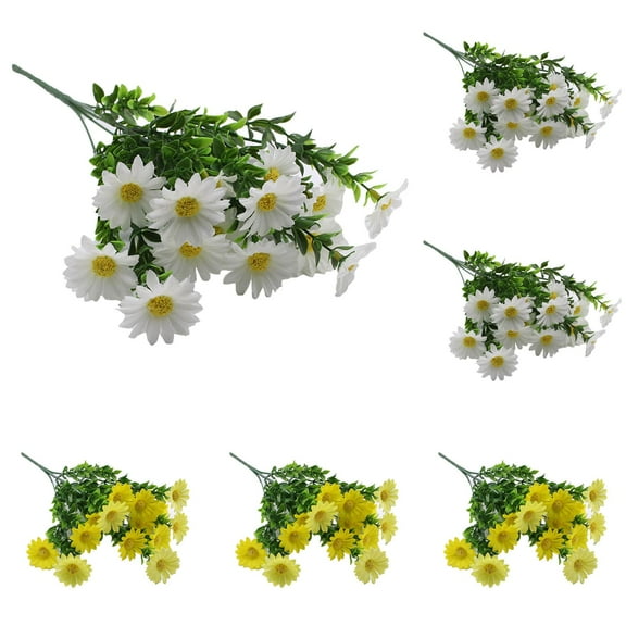 Clearance! Artificial Daisies Cemetery Flower Faux Plastic Memorial Bouquet for Hanging Window Box Table Centerpieces Decor