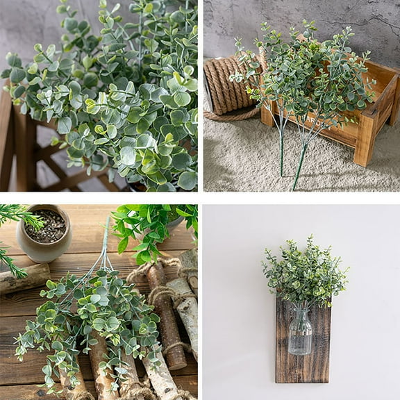 Artificial Eucalyptus Leaves, 12.2 Inch Artificial Eucalyptus Branches Fake Plastic Greenery Green Plants for Vase Floral Arrangement Farmhouse Wedding Decor