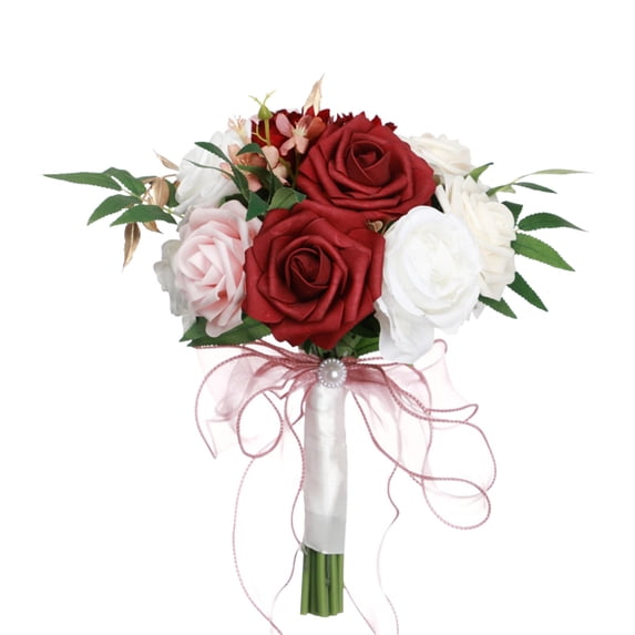 Clearance! Artificial Flowers Decoration FNGZ Artificial Flower Bouquet for Bride Wedding Bouquets for Bride Peony Flowers for Wedding Decor, Red