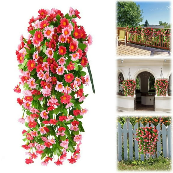Clearance! Artificial Hanging Flowers Mums Artificial Flowers for Decoration Hanging Plants Faux Flower Bouquet for Wall Home Garden Wedding Outdoor Spring Decor
