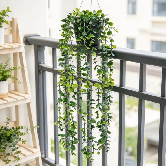 Clearance Artificial Hanging Vine Plant with Pot, Potted Trailing Greenery for Home Wall Room Indoor Decoration(G)