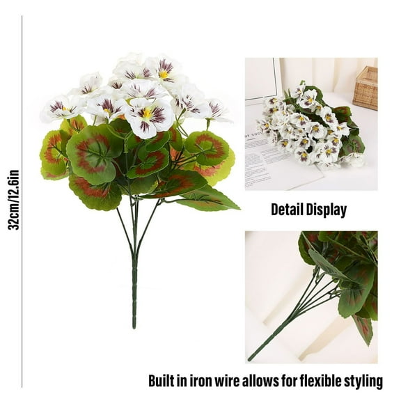 Clearance! Artificial Pansy Flowers Outdoor Spring Flowers Wildflower Plants Faux Impatiens Red for Window Box Wedding Outside Garden Porch Decor