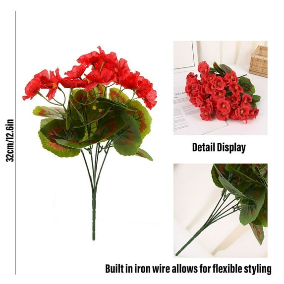 Clearance! Artificial Pansy Flowers Outdoor Spring Flowers Wildflower Plants Faux Impatiens Red for Window Box Wedding Outside Garden Porch Decor