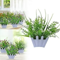 Clearance! Artificial Plant Flowers Plastic Potted Flower Plants Fence Outside Home Porch Patio Patio Desk Decor