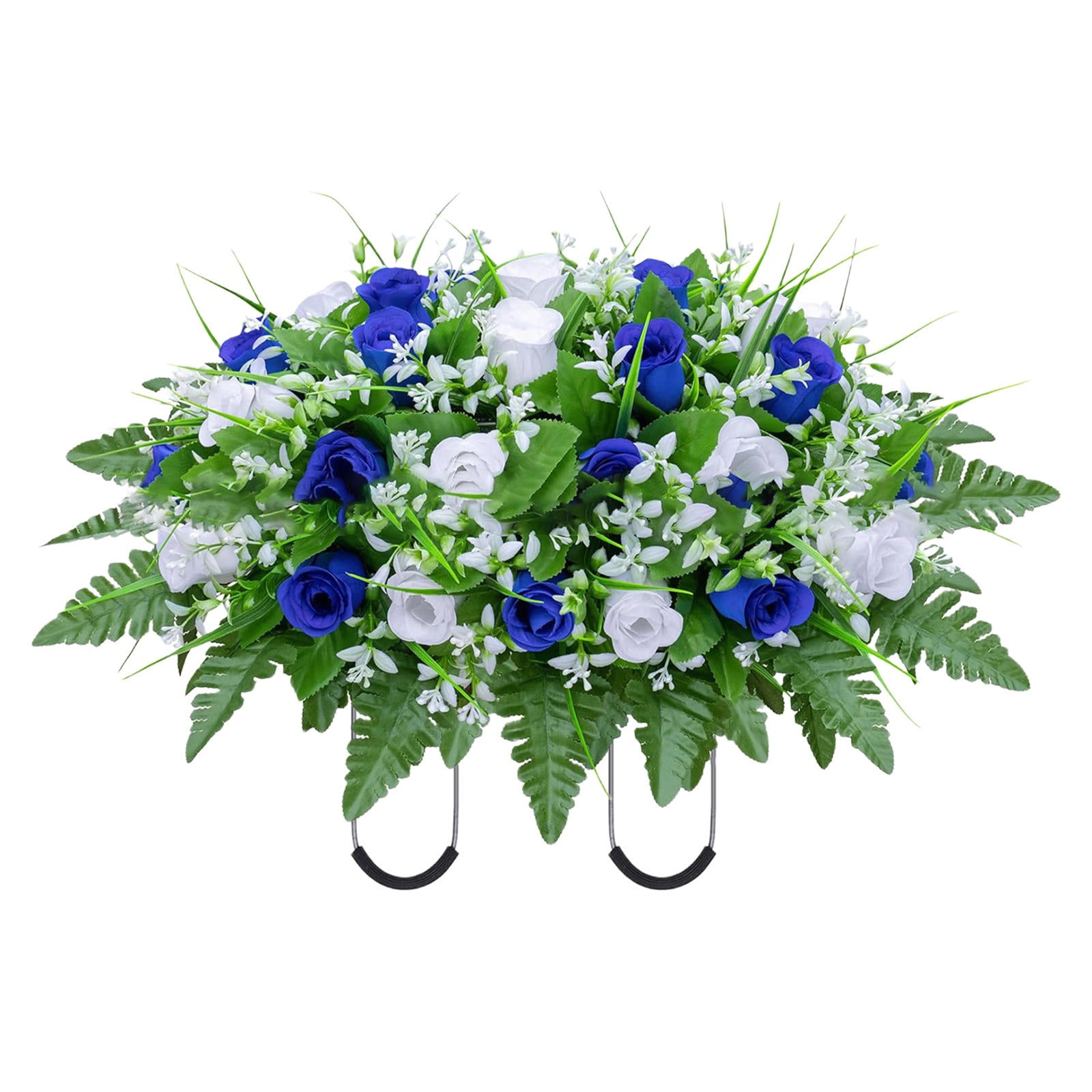 Clearance Artificial Silk Funeral Flowers Grave Tribute Flowers Wreath Memorial, Artificial Flower for Graves, Grave Flower Cemetery Floral Pots, Plastic Faux Plants Bouquets, UV Resistant Fake Plant