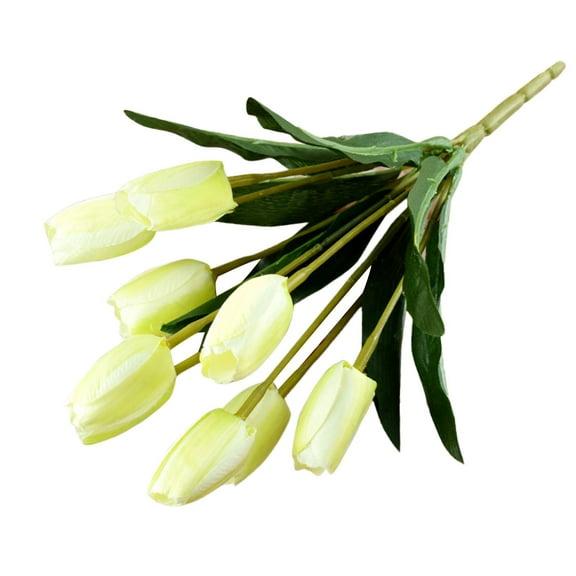 Clearance! Artificial Tulip Silk Fake Flowers for New Year Spring Mother's Day Easter Gifts in Bulk Home Kitchen Wedding Decorations 12inch White