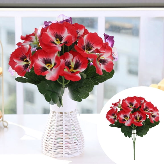 U.S Decorative Home Artificial Red Pansy Bouquet