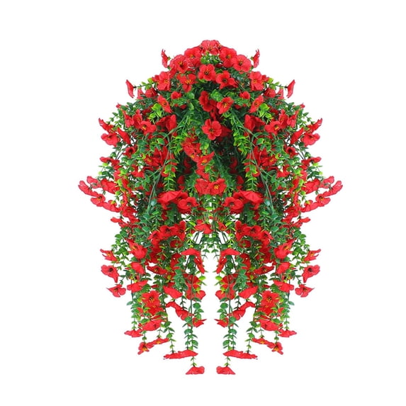 Clearance Artificial flowers under $1,Artificial Hanging Flowers For Outdoors Spring Summer Decoration 4PCS Hanging Plants For Patio Porch Front Yard Window Garden Indoor Decor Spring
