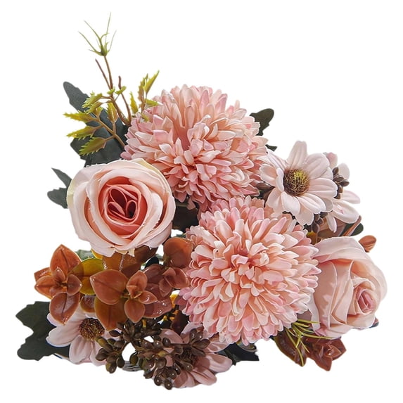 Clearance Artificial flowers under $1,Artificial Roses Flower Bouquet With Hydrangea Roses Flowers Small Arrangements For Wedding Table Centerpieces Kitchen Home Decorations Photography Props