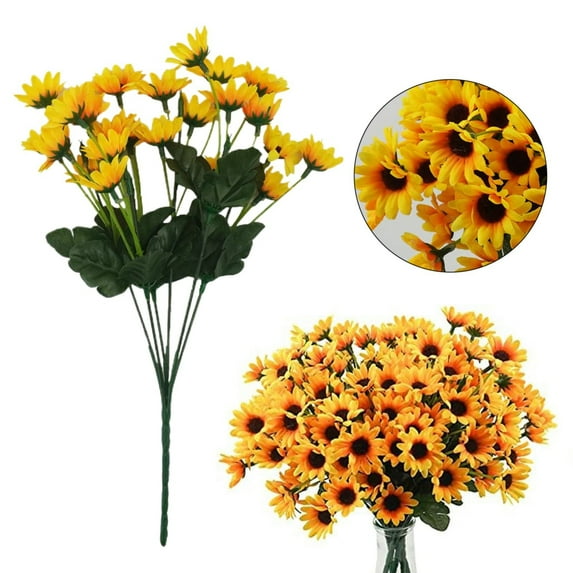 Clearance Artificial flowers under $1,Bunches Artificial Sunflower Bouquets With Stems Sunflowers Yellow Flowers For Wedding Decor Home Outdoor Indoor Decoration