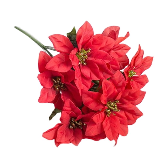 Clearance Artificial flowers under $1,Bushes For Christmas Decor Silk Fabric Artificial Flower Plant Floral Bouquet For Xmas Tree Holiday Wedding Party Home Decor
