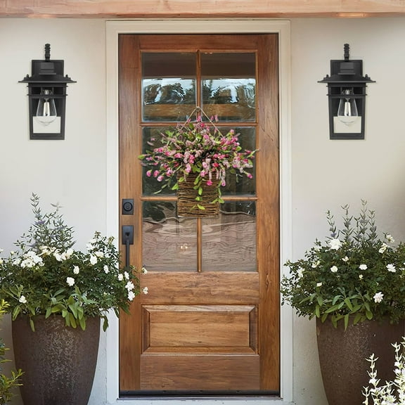 Clearance Artificial flowers under $15,Wildflower Door Hanger Basket Wreath Spring & Summer Front Door Decor New Wildflower Door Hanging Basket For Home Decoration