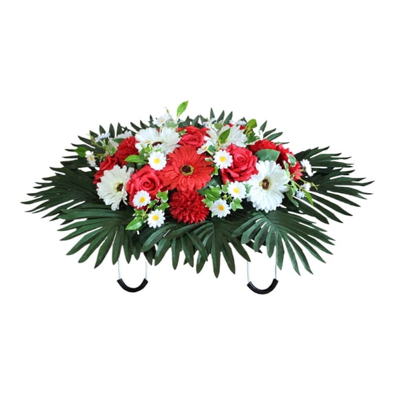 Clearance Artificial flowers under $20,Cemetery Flower Saddle Artificial Cemetery Flower Saddles For Large Artificial Cemetery Flower Cemetery Memorial Flowers For Outdoor Decoration