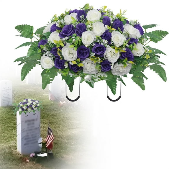 Clearance Artificial flowers under $30,Cemetery Flower Saddle Artificial Cemetery Flower Saddles For Artificial Rose Cemetery Memorial Flowers For Outdoor Decorations
