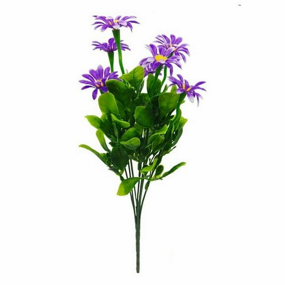 Clearance Artificial flowers under $5,2Bundles Artificial Daisies Plastic Flowers Outdoor Artificial Daisy Faux Plants For Home Window Box Garden Planter Indoor Outside Decorations