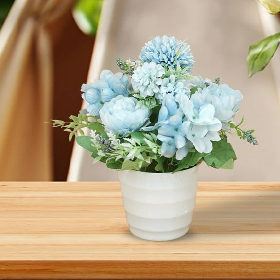Clearance Artificial flowers under $5,9.45" Potted Artificial Rose/ Peony/ Chrysanthemum Flowers Bonsai Flowers In Plastic Pot Flower Arrangements For House Restaurant Table Centerpieces Windo