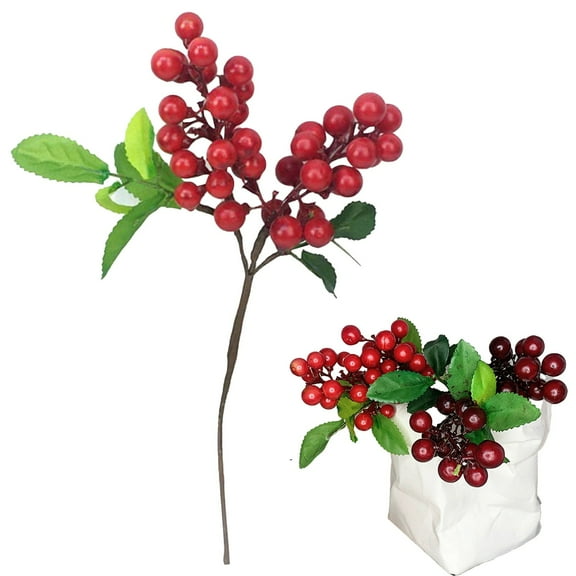 Clearance Artificial flowers under $5,Artificial Berries 4pcs Artificial Blueberry With Stems Christmas Lifelike Fruits Blueberries Simulation Flowers For Valentine's Day DIY Bridal Bouquet Hom