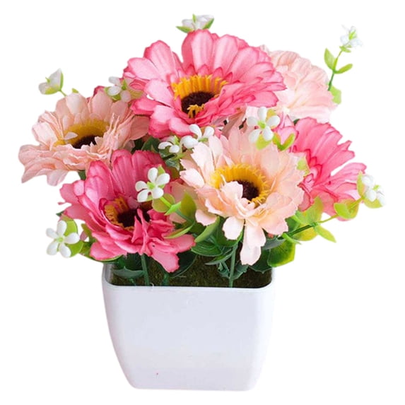 Clearance Artificial flowers under $5,Artificial Chrysanthemum Flower Gypsophila Pot Bonsai Decor Lifelike Flowers In Planter Realistic Home & Decor Perfect For Garden Wedding