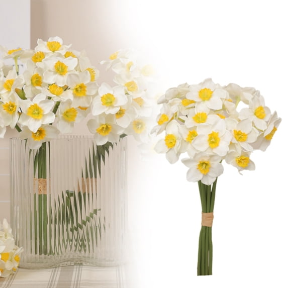 Clearance Artificial flowers under $5,Artificial Daffodil Flowers 16 Inch Length Silk Flowers For Decorating Flower Bouquets For Family Parties Weddings And Shops