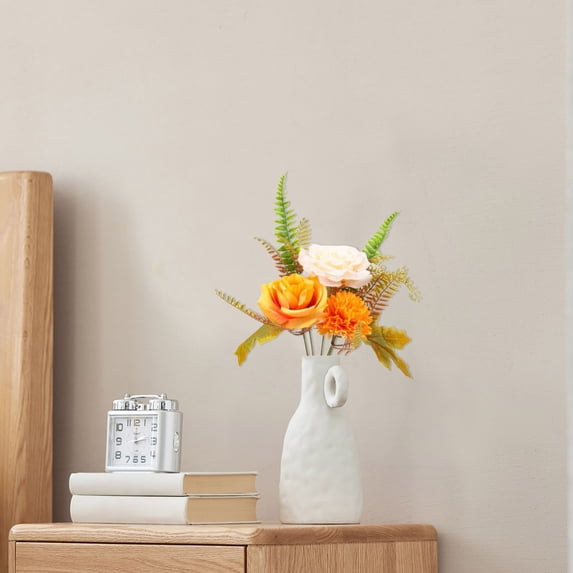 Clearance Artificial flowers under $5,Artificial Mums Flowers With Stem Orange Flowers Arrangement For Home Fall Wedding Bouquet Thanksgiving Table Centerpieces Decor